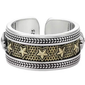 NEW Engraved Gold Star Ring, 925 Sterling Silver‎